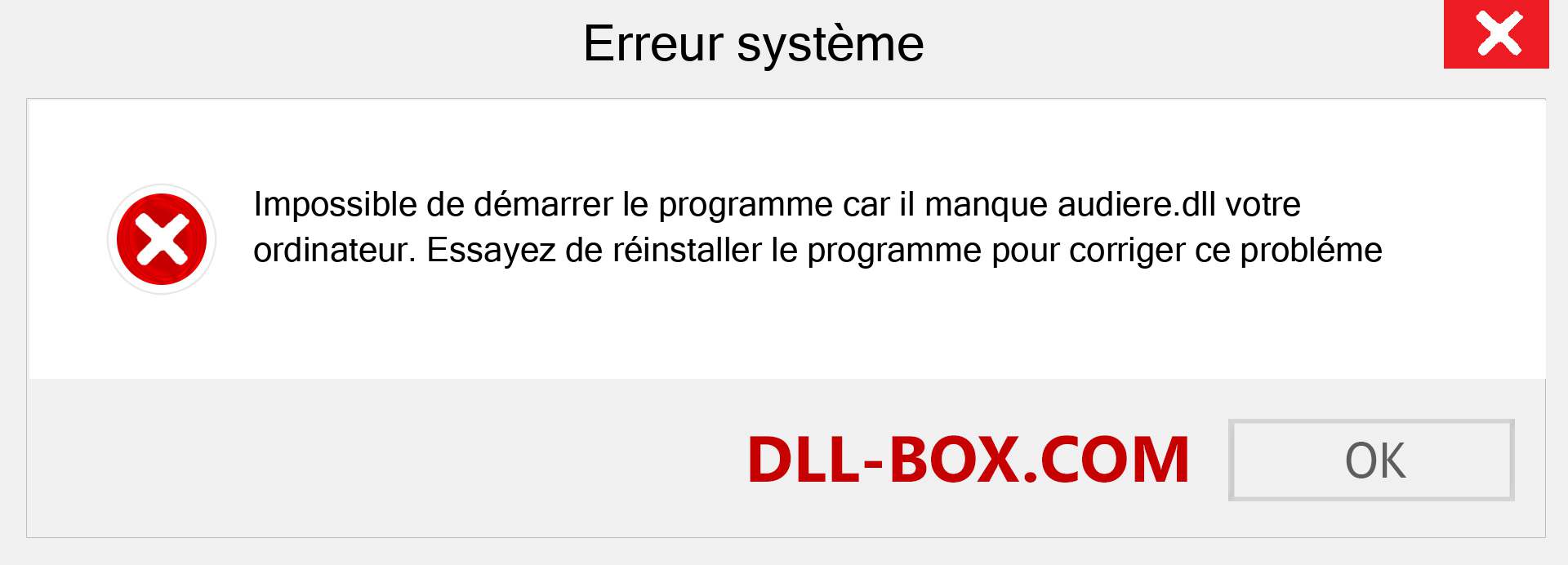 Le fichier audiere.dll est manquant ?. Télécharger pour Windows 7, 8, 10 - Correction de l'erreur manquante audiere dll sur Windows, photos, images